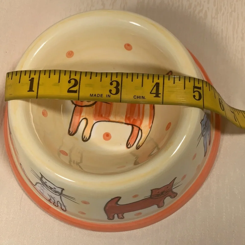 Pair of Ceramic Cat Food Water Bowls